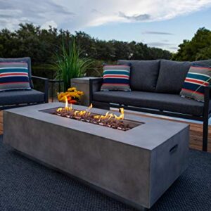 Juno 4 Piece Outdoor Furniture Conversation Set with 56" Rectangular Propane Gas Fire Pit Table