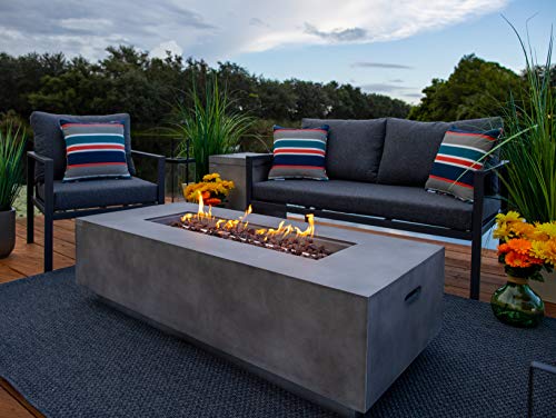 Juno 4 Piece Outdoor Furniture Conversation Set with 56" Rectangular Propane Gas Fire Pit Table