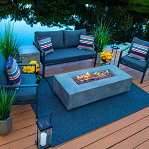 Juno 4 Piece Outdoor Furniture Conversation Set with 56" Rectangular Propane Gas Fire Pit Table