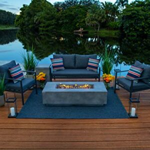 Juno 4 Piece Outdoor Furniture Conversation Set with 56" Rectangular Propane Gas Fire Pit Table