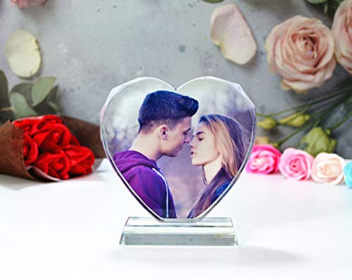 FANF&YKPY Personalized Crystal Custom Color Pictures - Heart-shaped Crystal Photo Frame, Birthdays, Wedding Anniversaries gift for her, Wedding Gifts, for Girlfriends, Husbands,Wife,Friends,Parents