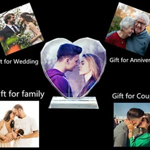 FANF&YKPY Personalized Crystal Custom Color Pictures - Heart-shaped Crystal Photo Frame, Birthdays, Wedding Anniversaries gift for her, Wedding Gifts, for Girlfriends, Husbands,Wife,Friends,Parents