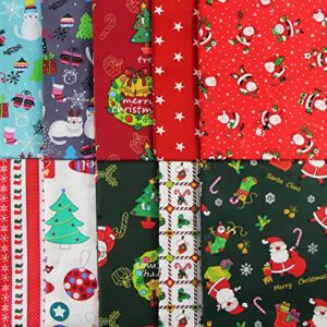 aufodara 10pcs Cotton Craft Fabric Bundles Christmas Patterns Fat Squares Textile Patchwork for Home DIY Decoration Crafts Sewing Quilting Pillows Bags Pennant Handwork (50 x 80 cm, U-01)