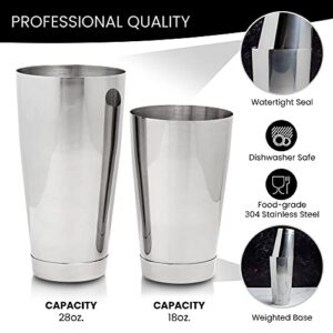 The Art of Craft Professional Cocktail Shaker Set Bartending Kit: Weighted Boston Shaker Tins, Hawthorne Strainer and Japanese Jigger