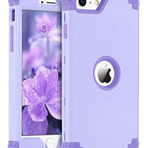 BENTOBEN iPhone SE 2022 Phone Case, iPhone SE 2020 Case, Heavy Duty 3 in 1 Full Body Rugged Shockproof Hybrid Hard PC Soft Rubber Bumper Drop Protective Girls Women 4.7 SE Cover, Light Purple/Lavender