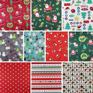 aufodara 10pcs Cotton Craft Fabric Bundles Christmas Patterns Fat Squares Textile Patchwork for Home DIY Decoration Crafts Sewing Quilting Pillows Bags Pennant Handwork (50 x 40 cm, U-01)