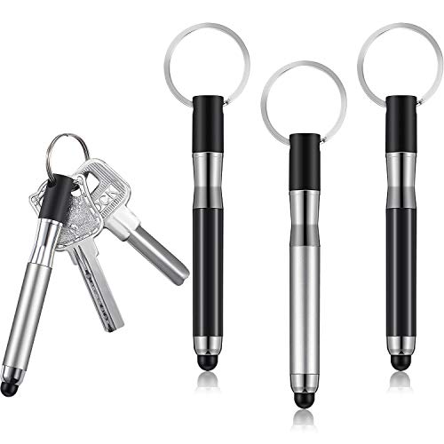 Outus 4 Pieces Mini Stylus Pen with Keyring Loop 3-in-1 Accessory Bullet Capacitive Stylus Pen Keychain Stylus Tablet Pen Touchscreen Stylus Pen