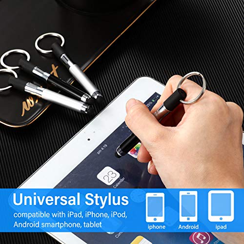 Outus 4 Pieces Mini Stylus Pen with Keyring Loop 3-in-1 Accessory Bullet Capacitive Stylus Pen Keychain Stylus Tablet Pen Touchscreen Stylus Pen