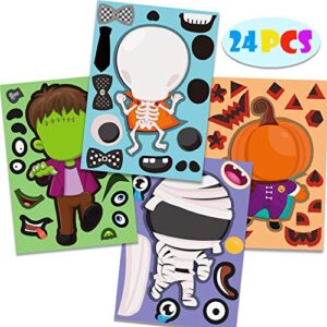 gegewoo 24 make a skeletons/pumpkins/mummies/monsters game stickers halloween party games for kids make your own halloween stickers party favors decorations supplies games diy crafts
