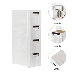 Alivinghome Storage Drawer Rolling Cart Organizer Unit and Storage,Plastic Unit Tower Narrow Slim Bathroom Storage Cabinet Organizer for Bathroom Bedroom (7.5" x 16.6" x 28.94",with Wheels)