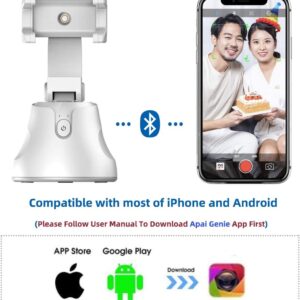 Gimbal 360 Rotation Auto Face & Object Tracking Vlog Shooting Smartphone Mount Holder Apai Genie 1(White)