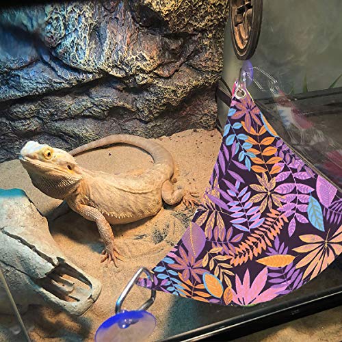 KUDES Bearded Dragon Hammock, Reptile Lizard Lounger Ladder Accessories Terrarium Habitat Decor for Large Small Bearded Dragons Geckos Lizards Snakes (Purple)