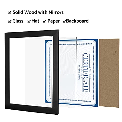 Annecy 8.5x11 Picture Frame (2 Pack, Black) -Made of Solid Wood - Wooden Frames - 8.5x11 Photo Frames with Real Glass -Wall Mount & Table Top Display