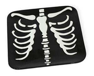 boston international halloween ceramic serving platter, 10 x 10-inches, skeleton torso,kac20383