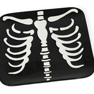 Boston International Halloween Ceramic Serving Platter, 10 x 10-Inches, Skeleton Torso,KAC20383