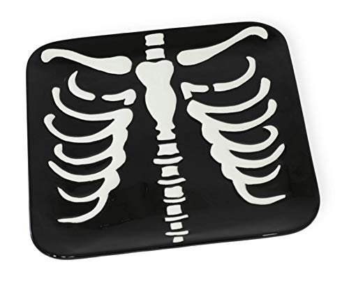 Boston International Halloween Ceramic Serving Platter, 10 x 10-Inches, Skeleton Torso,KAC20383