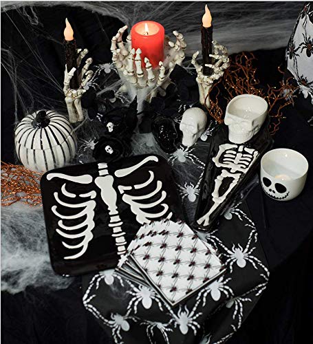 Boston International Halloween Ceramic Serving Platter, 10 x 10-Inches, Skeleton Torso,KAC20383