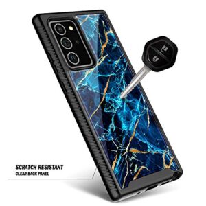 E-Began Case for Samsung Galaxy Note 20 Ultra 5G, Full-Body Shockproof Protective Black Bumper Cover (Without Screen Protector), Support Wireless Charging, Marble Design Durable Phone Case (Sapphire)