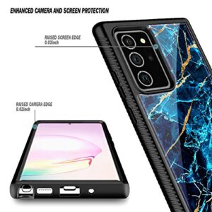 E-Began Case for Samsung Galaxy Note 20 Ultra 5G, Full-Body Shockproof Protective Black Bumper Cover (Without Screen Protector), Support Wireless Charging, Marble Design Durable Phone Case (Sapphire)