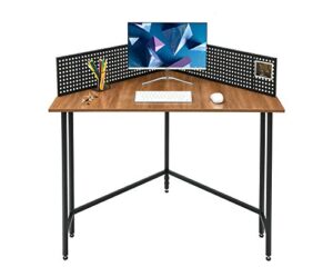 saygoer computer desk industrial corner table for small spaces home office workstation study writing desk, walnut oak