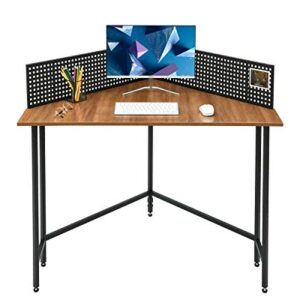 SAYGOER Computer Desk Industrial Corner Table for Small Spaces Home Office Workstation Study Writing Desk, Walnut Oak