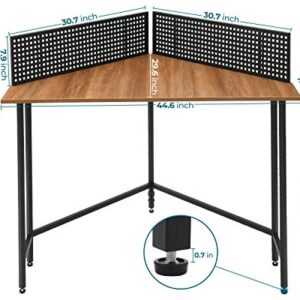 SAYGOER Computer Desk Industrial Corner Table for Small Spaces Home Office Workstation Study Writing Desk, Walnut Oak