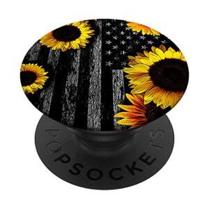 american flag with sunflowers popsockets popgrip: swappable grip for phones & tablets