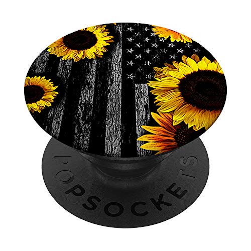 American Flag with Sunflowers PopSockets PopGrip: Swappable Grip for Phones & Tablets