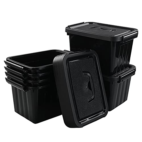 Parlynies Plastic Storage Container Bin with Secure Lid and Latching Buckles, 6 Pack, 7 Qt.