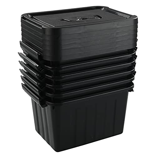 Parlynies Plastic Storage Container Bin with Secure Lid and Latching Buckles, 6 Pack, 7 Qt.