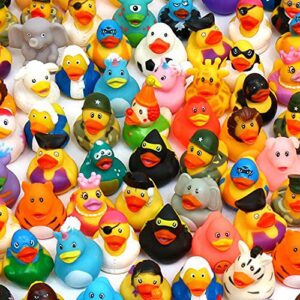 fight together 50 pack rubber duck for jeep bath toy assortment - bulk floater duck for kids - baby showers accessories - 50 varieties, upgrade