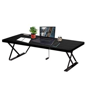 manual adjustable height computer tabletop, crank lift, 47x24x15 (lxwxh) (black)