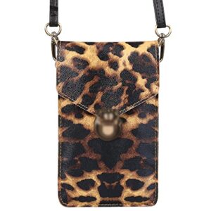 Women Leopard Print Cellphone Touch Screen Crossbody Bag Shoulder Pouch for iPhone 14 Pro iPhone 13 12 Pro 11 Pro Max iPhone X XR XS Max Google Pixle 7 6 5a 4a 5G