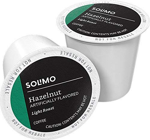 Amazon Brand - 100 Ct. Solimo Light Roast Coffee Pods, Breakfast Blend, Compatible & 100 Ct. Solimo Light Roast Coffee Pods, Hazelnut Flavored, Compatible with Keurig 2.0 K-Cup Brewers