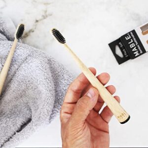 MABLE Bamboo Toothbrush Two Pack, Soft Bristle (Charcoal Infused Soft Bristle)