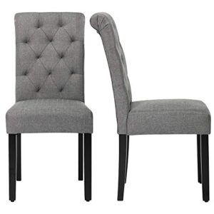 nobpeint fabric dining chairs with wood legs set of 2, grey