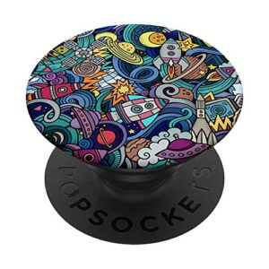 street art galaxy pattern - urban spacecrafts and planets popsockets swappable popgrip