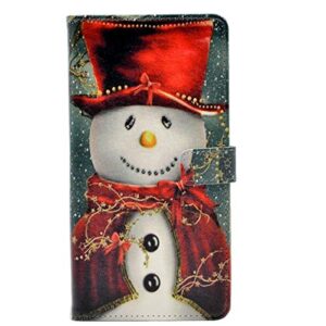 yhb case for galaxy note 9, smiling snowman with red scarf and top hat leather wallet flip case credit card holder stand shockproof protector tpu cover for samsung galaxy note 9