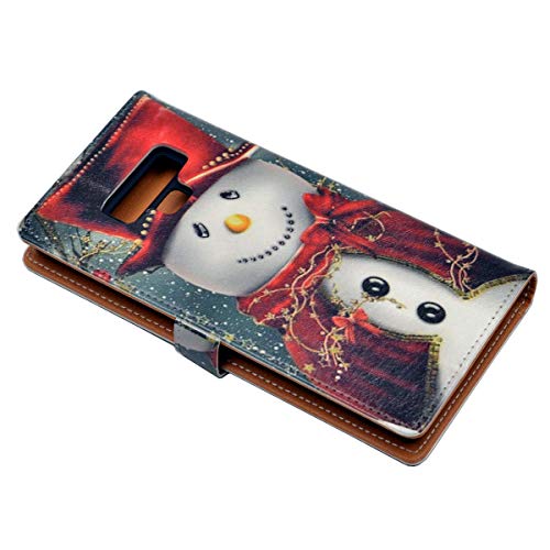 YHB Case for Galaxy Note 9, Smiling Snowman with Red Scarf and Top Hat Leather Wallet Flip Case Credit Card Holder Stand Shockproof Protector TPU Cover for Samsung Galaxy Note 9