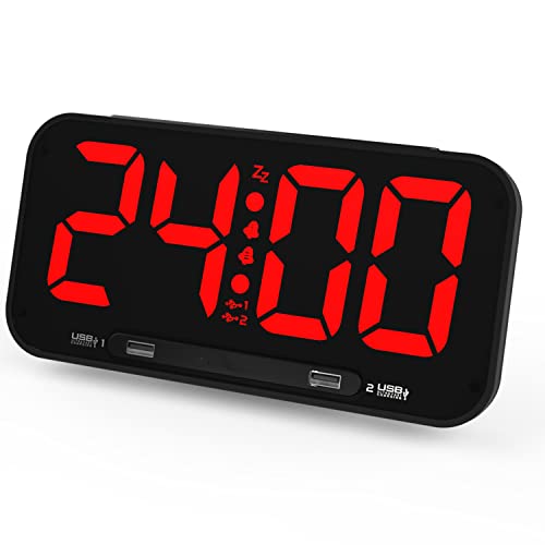 ZEITHALTER 10''Large Digital Alarm Clock Big Wall Clock for Bedroom, Jumbo Number Display, 3 Level Adjustable Digit Brightness Dimmer with Led Night Light, Battery Backup, 12/24 H