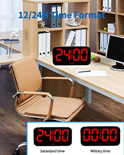 ZEITHALTER 10''Large Digital Alarm Clock Big Wall Clock for Bedroom, Jumbo Number Display, 3 Level Adjustable Digit Brightness Dimmer with Led Night Light, Battery Backup, 12/24 H