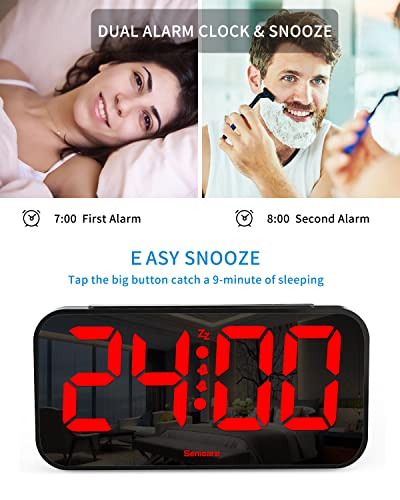 ZEITHALTER 10''Large Digital Alarm Clock Big Wall Clock for Bedroom, Jumbo Number Display, 3 Level Adjustable Digit Brightness Dimmer with Led Night Light, Battery Backup, 12/24 H