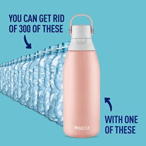 Brita Insulated Filtered Water Bottle with Straw, Reusable, Stainless Steel Metal, Rose, 32 Ounce