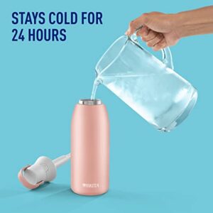 Brita Insulated Filtered Water Bottle with Straw, Reusable, Stainless Steel Metal, Rose, 32 Ounce