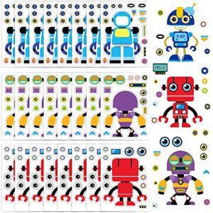 artcreativity make your own robot character sticker assortment, set of 24 sheets, unique arts ‘n crafts activity supplies kit for kids, sticker prize, fun birthday party favor, goodie bag filler