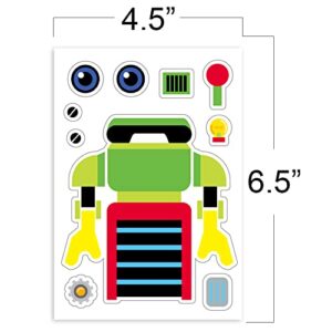 ArtCreativity Make Your Own Robot Character Sticker Assortment, Set of 24 Sheets, Unique Arts ‘n Crafts Activity Supplies Kit for Kids, Sticker Prize, Fun Birthday Party Favor, Goodie Bag Filler