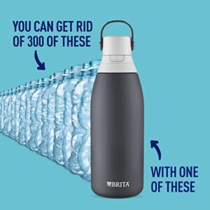 Brita Insulated Filtered Water Bottle with Straw, Reusable, Stainless Steel Metal, Carbon, 32 Ounce