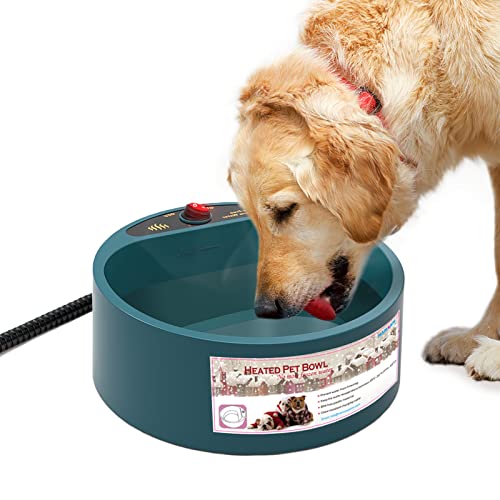 PETLESO Heated Pet Bowl, Dog Heating Bowl Outdoor Winter Dog Water Bowl with Anti-bite Wire for Dogs, Cats, Rabbits, Chickens, 1/2 Gallons 35W Dog Heated Bowl