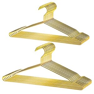 nature smile 17 inch heavy duty shiny gold metal clothes hanger, coat hanger, suit hanger, dress hanger with big notches pack of 20,gold