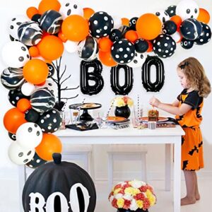 halloween balloon arch garland kit, 103pcs 16" boo fiol balloons 12" 5" horrible ghost eyeball orange black white latex balloons garland for halloween day decorations halloween party supplies